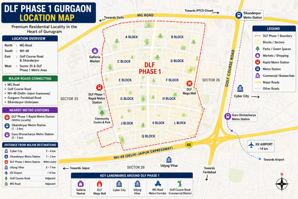 DLF Phase 1 Location Map